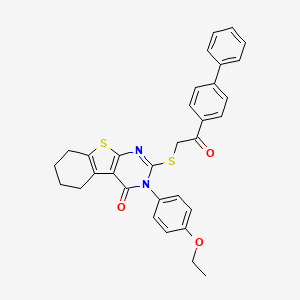 2-[(2-[1,1'-Biphenyl]-4-YL-2-oxoethyl)sulfanyl]-3-(4-ethoxyphenyl)-5,6,7,8-tetrahydro[1]benzothieno[2,3-D]pyrimidin-4(3H)-one - 618432-35-2