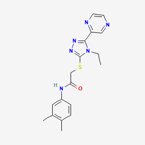 N-(3,4-Dimethylphenyl)-2-((4-ethyl-5-(pyrazin-2-yl)-4H-1,2,4-triazol-3-yl)thio)acetamide - 573933-59-2