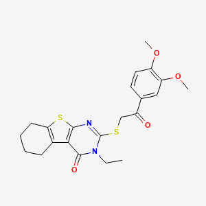 2-{[2-(3,4-dimethoxyphenyl)-2-oxoethyl]sulfanyl}-3-ethyl-5,6,7,8-tetrahydro[1]benzothieno[2,3-d]pyrimidin-4(3H)-one - 618427-86-4