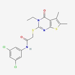 N-(3,5-Dichlorophenyl)-2-((3-ethyl-5,6-dimethyl-4-oxo-3,4-dihydrothieno[2,3-d]pyrimidin-2-yl)thio)acetamide - 577763-67-8