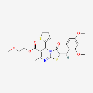 2-Methoxyethyl 2-(2,4-dimethoxybenzylidene)-7-methyl-3-oxo-5-(thiophen-2-yl)-3,5-dihydro-2H-thiazolo[3,2-a]pyrimidine-6-carboxylate - 618077-60-4