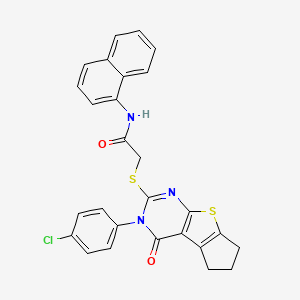 2-((3-(4-Chlorophenyl)-4-oxo-4,5,6,7-tetrahydro-3H-cyclopenta[4,5]thieno[2,3-d]pyrimidin-2-yl)thio)-N-(naphthalen-1-yl)acetamide - 586994-97-0