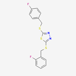 2-((2-Fluorobenzyl)thio)-5-((4-fluorobenzyl)thio)-1,3,4-thiadiazole - 477330-73-7