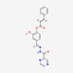 2-Methoxy-4-((2-(pyrazine-2-carbonyl)hydrazono)methyl)phenyl cinnamate - 477728-85-1