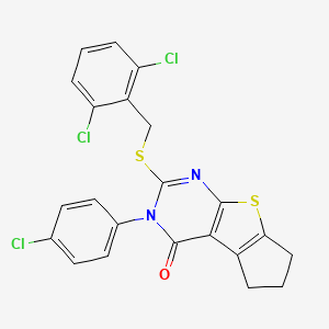 3-(4-chlorophenyl)-2-[(2,6-dichlorobenzyl)sulfanyl]-3,5,6,7-tetrahydro-4H-cyclopenta[4,5]thieno[2,3-d]pyrimidin-4-one - 