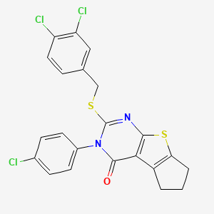 3-(4-chlorophenyl)-2-[(3,4-dichlorobenzyl)sulfanyl]-3,5,6,7-tetrahydro-4H-cyclopenta[4,5]thieno[2,3-d]pyrimidin-4-one - 