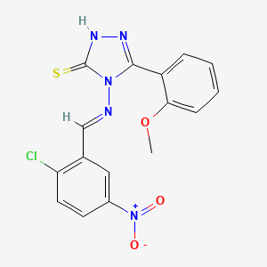 4-[(E)-(2-chloro-5-nitrophenyl)methylideneamino]-3-(2-methoxyphenyl)-1H-1,2,4-triazole-5-thione - 478257-54-4