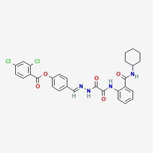 [4-[(E)-[[2-[2-(cyclohexylcarbamoyl)anilino]-2-oxoacetyl]hydrazinylidene]methyl]phenyl] 2,4-dichlorobenzoate - 477729-80-9