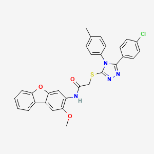 2-{[5-(4-chlorophenyl)-4-(4-methylphenyl)-4H-1,2,4-triazol-3-yl]sulfanyl}-N-(2-methoxydibenzo[b,d]furan-3-yl)acetamide - 476485-76-4