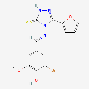 4-((3-Bromo-4-hydroxy-5-methoxybenzylidene)amino)-3-(furan-2-yl)-1H-1,2,4-triazole-5(4H)-thione - 478253-74-6