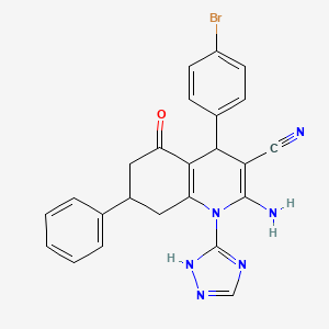 2-Amino-4-(4-bromophenyl)-5-oxo-7-phenyl-1-(1H-1,2,4-triazol-5-YL)-1,4,5,6,7,8-hexahydro-3-quinolinecarbonitrile - 442522-89-6