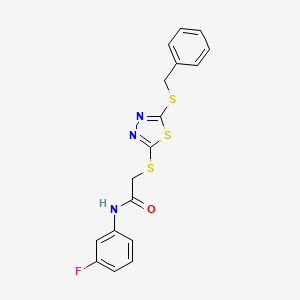 2-((5-(Benzylthio)-1,3,4-thiadiazol-2-yl)thio)-N-(3-fluorophenyl)acetamide - 477331-44-5