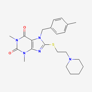 1,3-Dimethyl-7-(4-methyl-benzyl)-8-(2-piperidin-1-yl-ethylsulfanyl)-3,7-dihydro-purine-2,6-dione - 460360-78-5