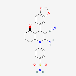 4-(2-Amino-4-(benzo[d][1,3]dioxol-5-yl)-3-cyano-5-oxo-5,6,7,8-tetrahydroquinolin-1(4H)-yl)benzenesulfonamide - 311782-80-6