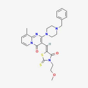 2-(4-Benzyl-1-piperazinyl)-3-{(Z)-[3-(2-methoxyethyl)-4-oxo-2-thioxo-1,3-thiazolidin-5-ylidene]methyl}-9-methyl-4H-pyrido[1,2-A]pyrimidin-4-one - 373372-68-0