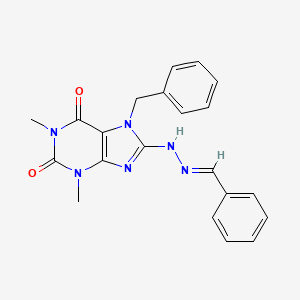 7-benzyl-8-[(2E)-2-benzylidenehydrazinyl]-1,3-dimethyl-3,7-dihydro-1H-purine-2,6-dione - 