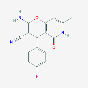 2-amino-4-(4-fluorophenyl)-7-methyl-5-oxo-5,6-dihydro-4H-pyrano[3,2-c]pyridine-3-carbonitrile - 
