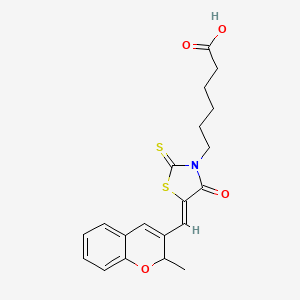 6-{(5Z)-5-[(2-methyl-2H-chromen-3-yl)methylidene]-4-oxo-2-thioxo-1,3-thiazolidin-3-yl}hexanoic acid - 