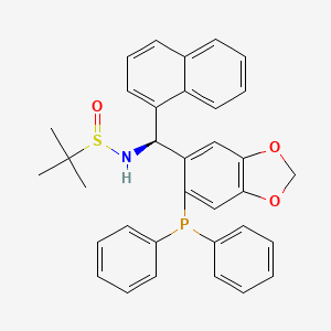 (R)-N-((S)-(6-(Diphenylphosphanyl)benzo[d][1,3]dioxol-5-yl)(naphthalen-1-yl)methyl)-2-methylpropane-2-sulfinamide - 