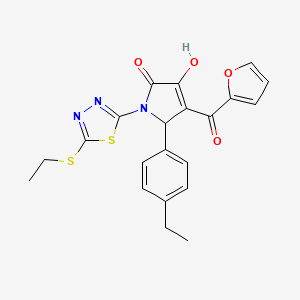 (4E)-5-(4-ethylphenyl)-1-[5-(ethylsulfanyl)-1,3,4-thiadiazol-2-yl]-4-[furan-2-yl(hydroxy)methylidene]pyrrolidine-2,3-dione - 
