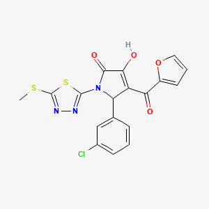 (4E)-5-(3-chlorophenyl)-4-[furan-2-yl(hydroxy)methylidene]-1-[5-(methylsulfanyl)-1,3,4-thiadiazol-2-yl]pyrrolidine-2,3-dione - 