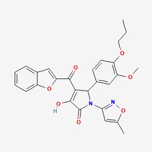 (4E)-4-[1-benzofuran-2-yl(hydroxy)methylidene]-5-(3-methoxy-4-propoxyphenyl)-1-(5-methyl-1,2-oxazol-3-yl)pyrrolidine-2,3-dione - 
