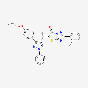 (5Z)-2-(2-methylphenyl)-5-{[1-phenyl-3-(4-propoxyphenyl)-1H-pyrazol-4-yl]methylidene}[1,3]thiazolo[3,2-b][1,2,4]triazol-6(5H)-one - 