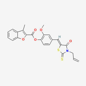 2-methoxy-4-{(Z)-[4-oxo-3-(prop-2-en-1-yl)-2-thioxo-1,3-thiazolidin-5-ylidene]methyl}phenyl 3-methyl-1-benzofuran-2-carboxylate - 