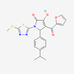 (4E)-4-[furan-2-yl(hydroxy)methylidene]-1-[5-(methylsulfanyl)-1,3,4-thiadiazol-2-yl]-5-[4-(propan-2-yl)phenyl]pyrrolidine-2,3-dione - 
