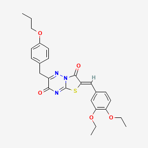 (2Z)-2-(3,4-diethoxybenzylidene)-6-(4-propoxybenzyl)-7H-[1,3]thiazolo[3,2-b][1,2,4]triazine-3,7(2H)-dione - 