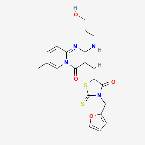 3-{(Z)-[3-(furan-2-ylmethyl)-4-oxo-2-thioxo-1,3-thiazolidin-5-ylidene]methyl}-2-[(3-hydroxypropyl)amino]-7-methyl-4H-pyrido[1,2-a]pyrimidin-4-one - 
