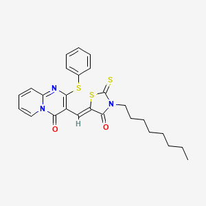 3-[(Z)-(3-octyl-4-oxo-2-thioxo-1,3-thiazolidin-5-ylidene)methyl]-2-(phenylsulfanyl)-4H-pyrido[1,2-a]pyrimidin-4-one - 