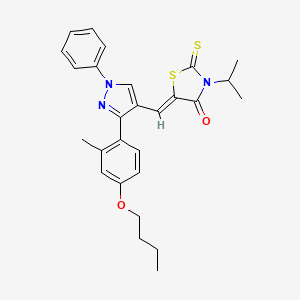 (5Z)-5-{[3-(4-butoxy-2-methylphenyl)-1-phenyl-1H-pyrazol-4-yl]methylidene}-3-(propan-2-yl)-2-thioxo-1,3-thiazolidin-4-one - 