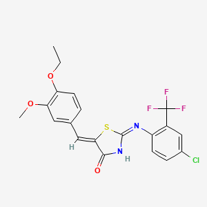 (5Z)-2-{[4-chloro-2-(trifluoromethyl)phenyl]amino}-5-(4-ethoxy-3-methoxybenzylidene)-1,3-thiazol-4(5H)-one - 