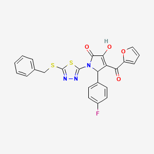 (4E)-1-[5-(benzylsulfanyl)-1,3,4-thiadiazol-2-yl]-5-(4-fluorophenyl)-4-[furan-2-yl(hydroxy)methylidene]pyrrolidine-2,3-dione - 