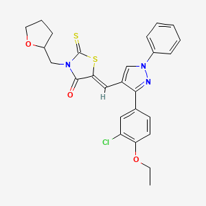 (5Z)-5-{[3-(3-chloro-4-ethoxyphenyl)-1-phenyl-1H-pyrazol-4-yl]methylidene}-3-(tetrahydrofuran-2-ylmethyl)-2-thioxo-1,3-thiazolidin-4-one - 