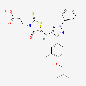 3-[(5Z)-5-({3-[3-methyl-4-(2-methylpropoxy)phenyl]-1-phenyl-1H-pyrazol-4-yl}methylidene)-4-oxo-2-thioxo-1,3-thiazolidin-3-yl]propanoic acid - 