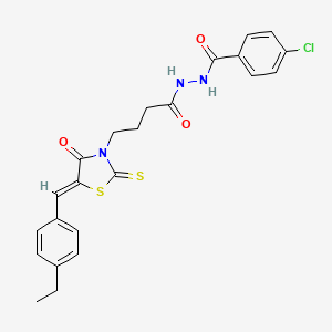 4-chloro-N'-{4-[(5Z)-5-(4-ethylbenzylidene)-4-oxo-2-thioxo-1,3-thiazolidin-3-yl]butanoyl}benzohydrazide - 