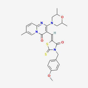 2-(2,6-dimethylmorpholin-4-yl)-3-{(Z)-[3-(4-methoxybenzyl)-4-oxo-2-thioxo-1,3-thiazolidin-5-ylidene]methyl}-7-methyl-4H-pyrido[1,2-a]pyrimidin-4-one - 