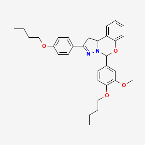 5-(4-Butoxy-3-methoxyphenyl)-2-(4-butoxyphenyl)-1,10b-dihydropyrazolo[1,5-c][1,3]benzoxazine - 