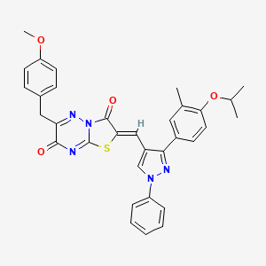 (2Z)-6-(4-methoxybenzyl)-2-({3-[3-methyl-4-(propan-2-yloxy)phenyl]-1-phenyl-1H-pyrazol-4-yl}methylidene)-7H-[1,3]thiazolo[3,2-b][1,2,4]triazine-3,7(2H)-dione - 