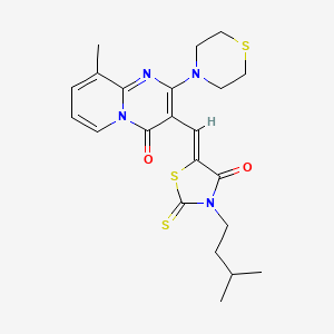 9-methyl-3-{(Z)-[3-(3-methylbutyl)-4-oxo-2-thioxo-1,3-thiazolidin-5-ylidene]methyl}-2-(thiomorpholin-4-yl)-4H-pyrido[1,2-a]pyrimidin-4-one - 