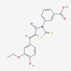 3-[(5Z)-5-(3-ethoxy-4-hydroxybenzylidene)-4-oxo-2-thioxo-1,3-thiazolidin-3-yl]benzoic acid - 