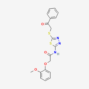 2-(2-methoxyphenoxy)-N-{5-[(2-oxo-2-phenylethyl)sulfanyl]-1,3,4-thiadiazol-2-yl}acetamide - 