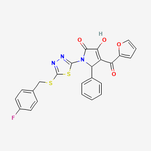 (4E)-1-{5-[(4-fluorobenzyl)sulfanyl]-1,3,4-thiadiazol-2-yl}-4-[furan-2-yl(hydroxy)methylidene]-5-phenylpyrrolidine-2,3-dione - 