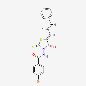 4-bromo-N-{(5Z)-5-[(2E)-2-methyl-3-phenylprop-2-en-1-ylidene]-4-oxo-2-thioxo-1,3-thiazolidin-3-yl}benzamide - 