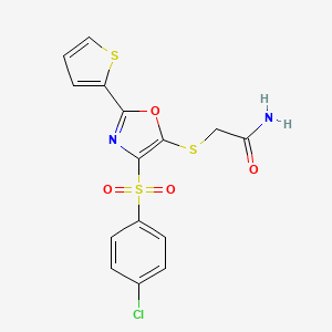 2-{4-[(4-Chlorophenyl)sulfonyl]-2-(2-thienyl)-1,3-oxazol-5-ylthio}acetamide - 