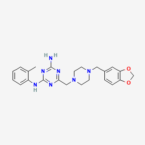 6-{[4-(1,3-benzodioxol-5-ylmethyl)piperazin-1-yl]methyl}-N-(2-methylphenyl)-1,3,5-triazine-2,4-diamine - 