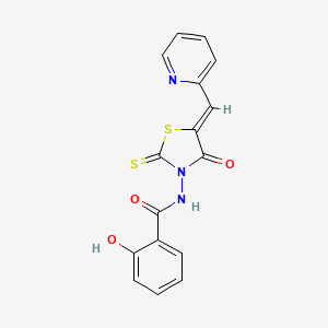 2-{[(5Z)-4-oxo-5-(pyridinium-2-ylmethylidene)-2-thioxo-1,3-thiazolidin-3-yl]carbamoyl}phenolate - 