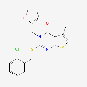 2-[(2-chlorobenzyl)sulfanyl]-3-(furan-2-ylmethyl)-5,6-dimethylthieno[2,3-d]pyrimidin-4(3H)-one - 